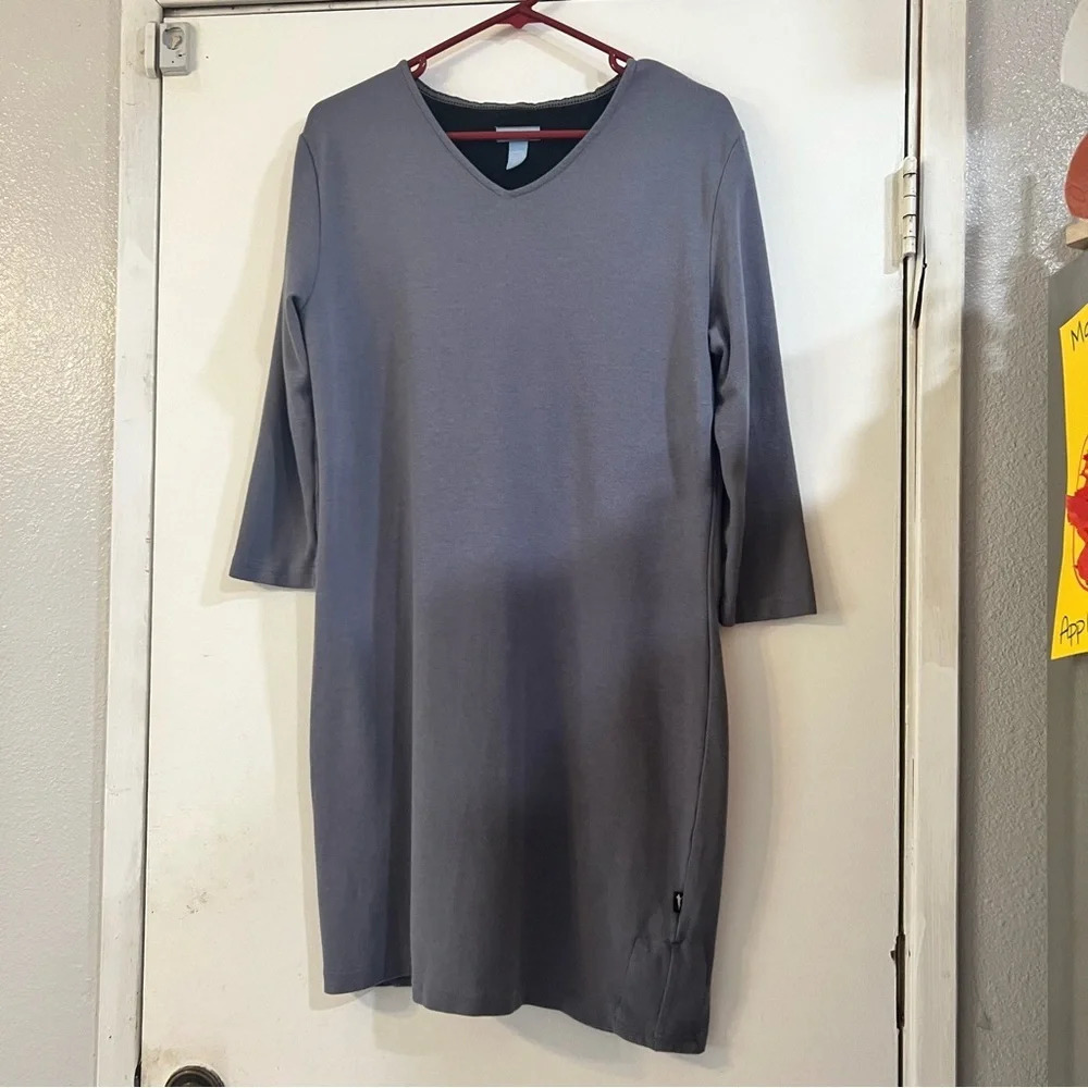 Horny Toad 3/4 Sleeve Dress Gray Blue Large Athletic Lyocell Cotton blend